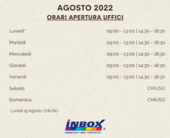 Giorni di chiusura a Agosto 2022